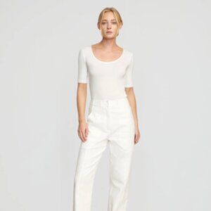 Modern Citizen Jordy Square Neck Short Sleeve Tee Shirt White LARGE